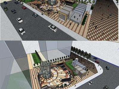 下沉广场SU模型设计 理念、步骤与资源获取